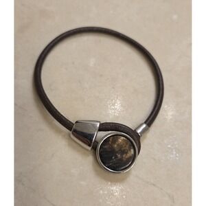 Vintage Ralph Lauren Leather Bracelet With Large Loop Clasp 7"